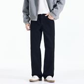 加绒牛仔裤 男款 美式 Kuvine秋冬季 高街宽松直筒cleanfit黑色阔腿裤