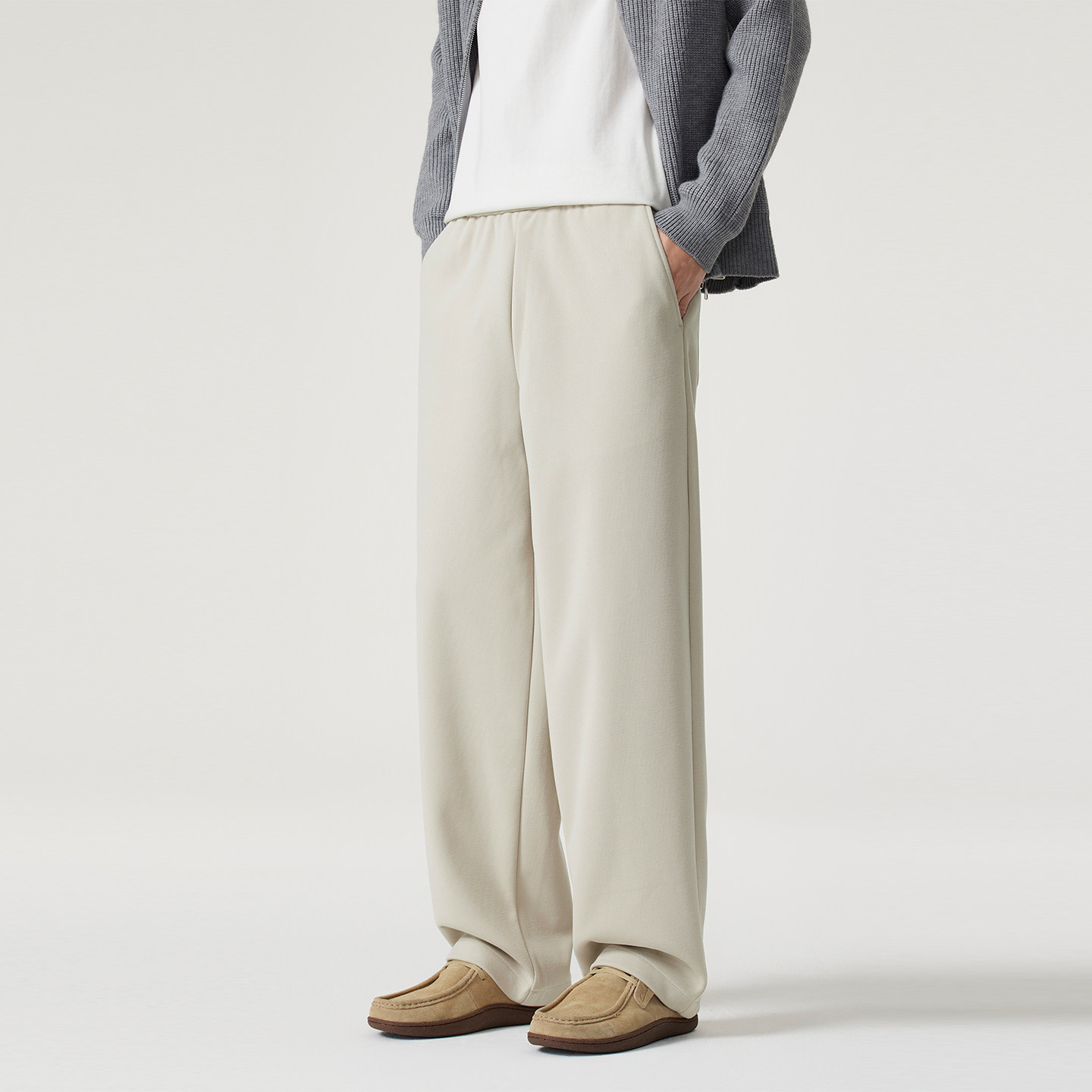 Kuvine美式简约阔腿运动卫裤男2025秋冬加绒高端宽松直筒休闲裤子,男装,休闲裤,淘宝优惠券,粉丝福利购,淘宝优惠卷