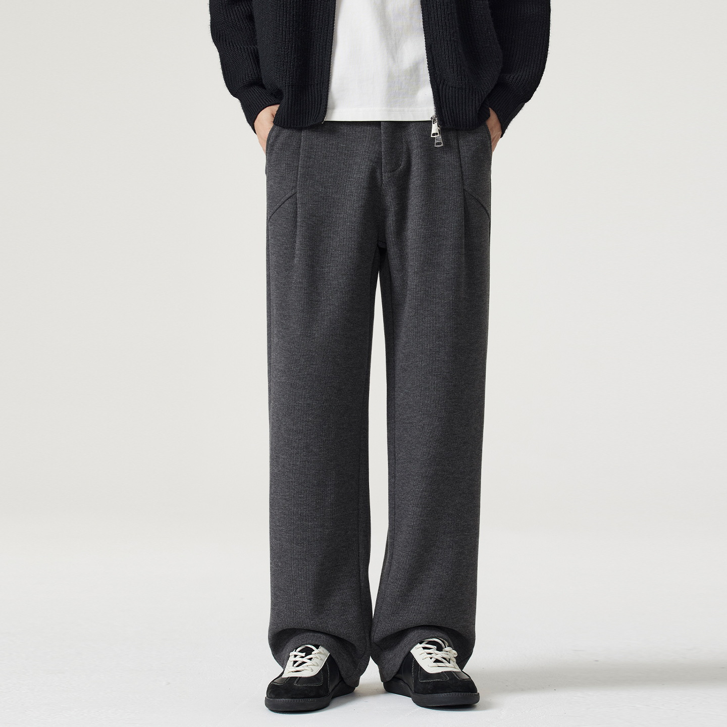 Kuvine慵懒老钱风羊毛休闲西裤男