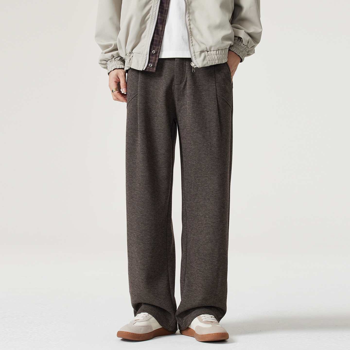 Kuvine慵懒老钱风羊毛休闲西裤男