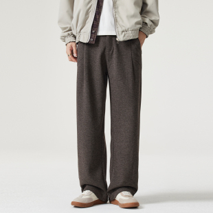 宽松直筒阔腿休闲长裤 男款 羊毛慵懒老钱风高级感西裤 Kuvine秋冬季