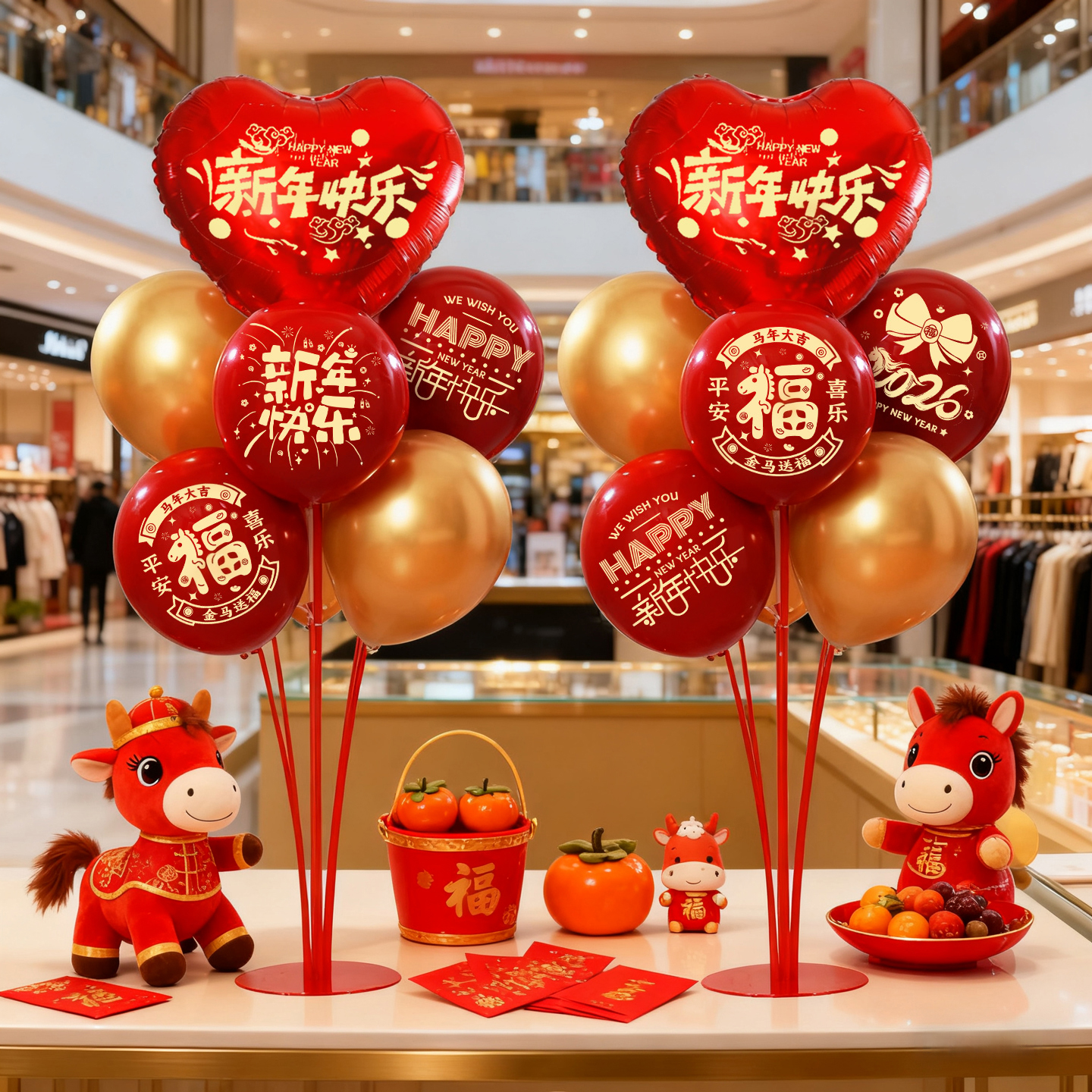 新年快乐气球跨年活动氛围支架