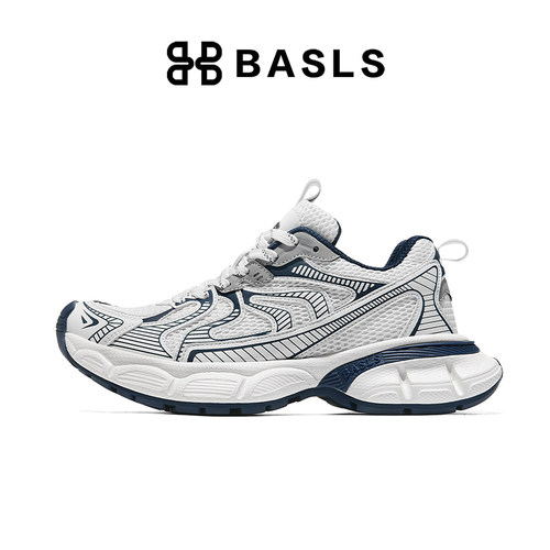 BASLS复古银色老爹鞋男百搭潮流