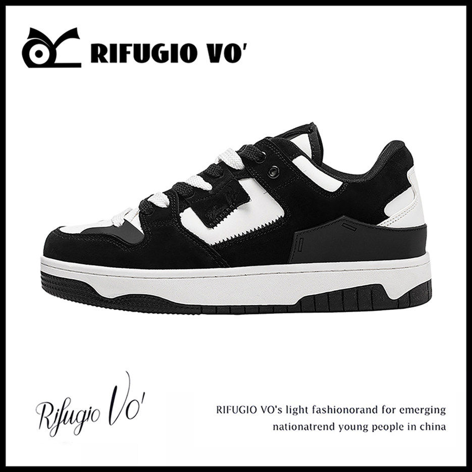 Rifugio Vo'黑白熊猫板鞋男款冬季小众潮牌高级感青少年运动潮鞋