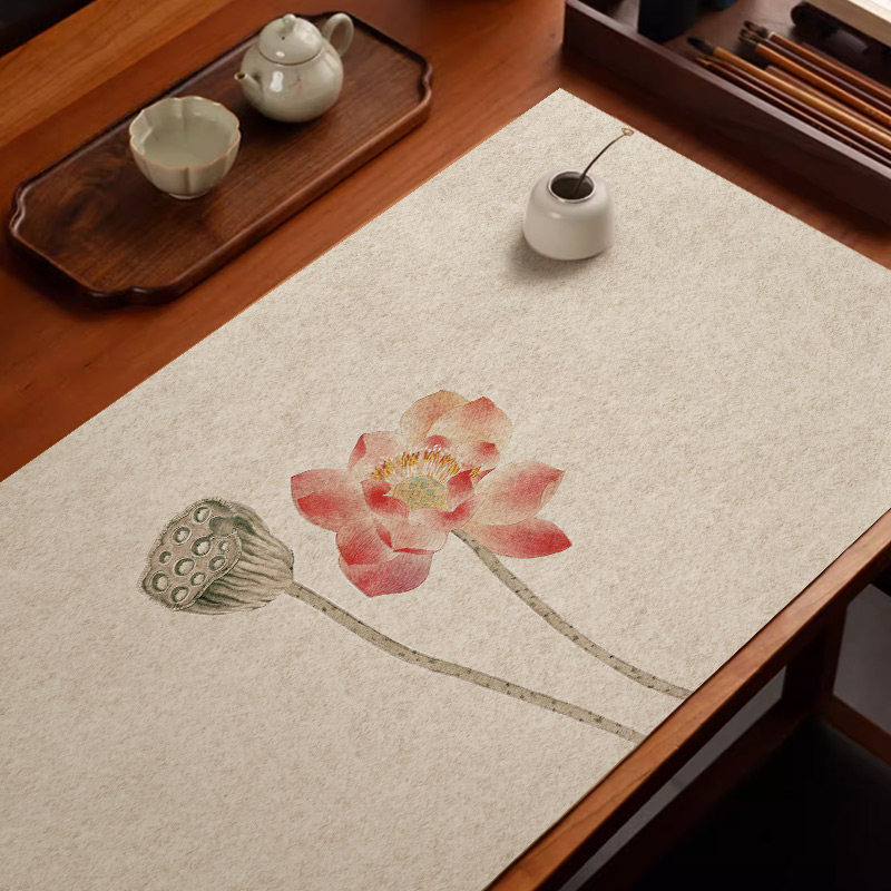 thumbnail for Felt mat, new Chinese-style wool felt, thickened desk mat, calligraphy and painting student felt, special tablecloth mat for calligraphy, traditional Chinese style printing