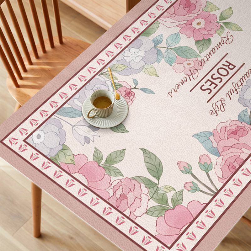 美式田园皮革桌垫免洗可擦