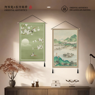 新中式禅意挂画布艺装饰画中国风卧室客厅墙挂布背景墙挂毯背景布