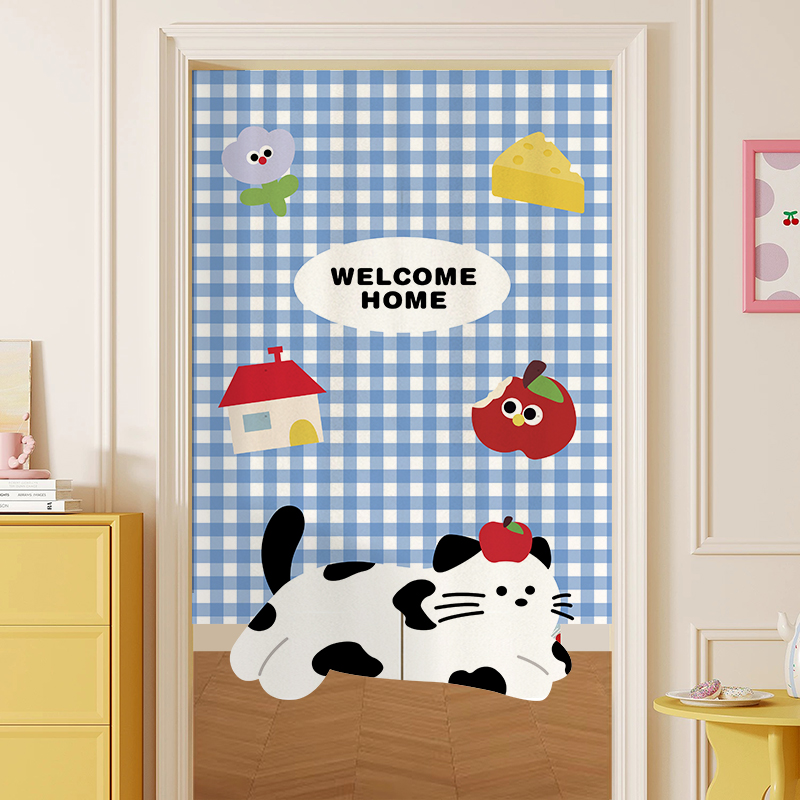 多巴胺异形门帘卧室免打孔遮挡帘儿童房半帘厨房卫生间防窥隔断帘