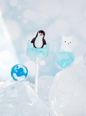 【新品】CANDY KEY纯手工家园系列棒棒糖北极熊企鹅地球果味糖果