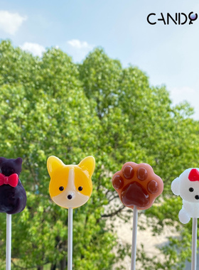 CANDY KEY手工高颜值宠物造型棒棒糖柯基比熊棒棒糖儿童节礼物