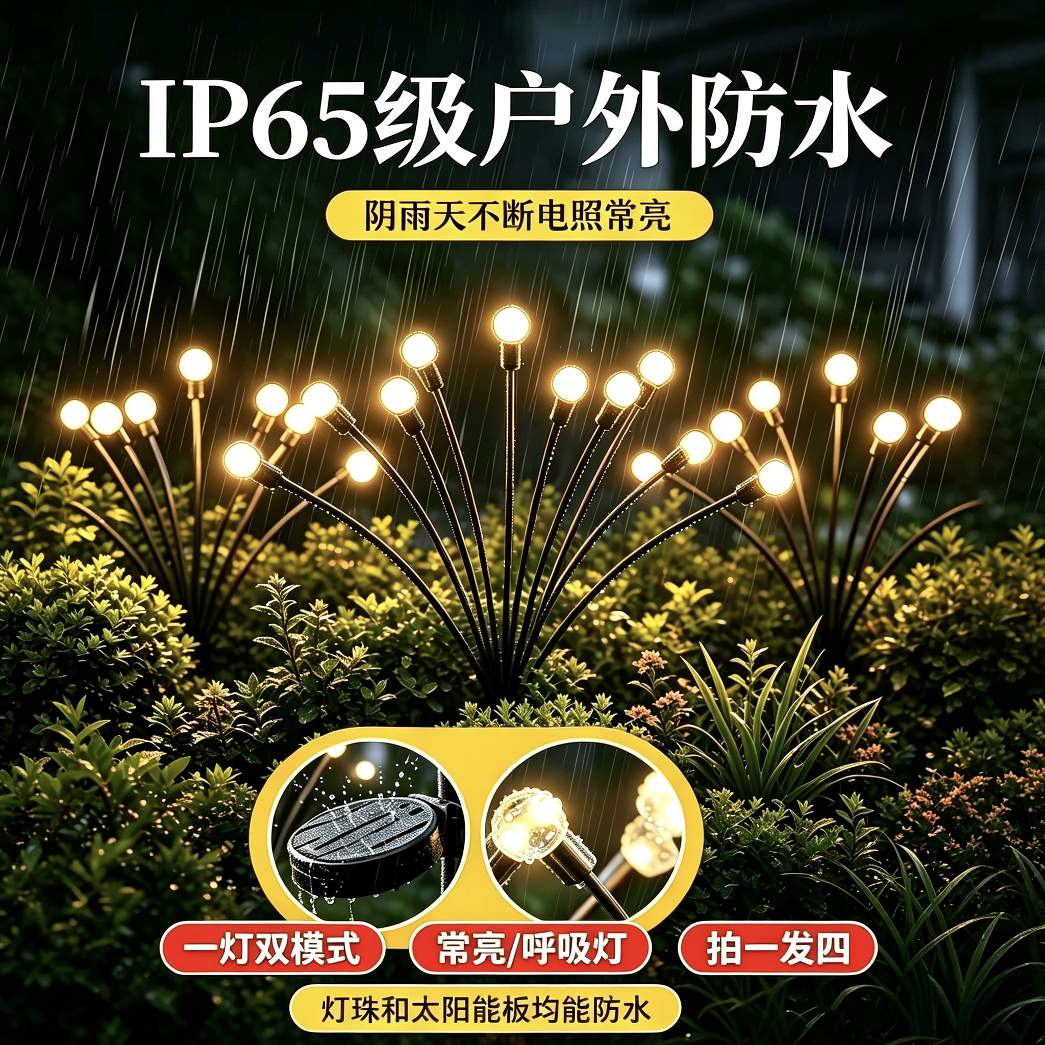 户外太阳能萤火虫灯 免布线庭院花园灯 阳台草坪景观氛围装饰灯
