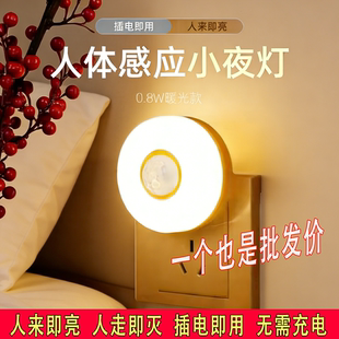 2025新款人体感应灯夜间自动亮灯家用走廊过道智能声控充电小夜灯