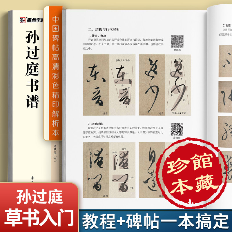 孙过庭书谱碑帖+教程 中国碑帖高清彩色精印解析本释文注释 繁体旁注 草书毛笔字帖碑帖毛笔书法字帖孙过庭草书毛笔字帖