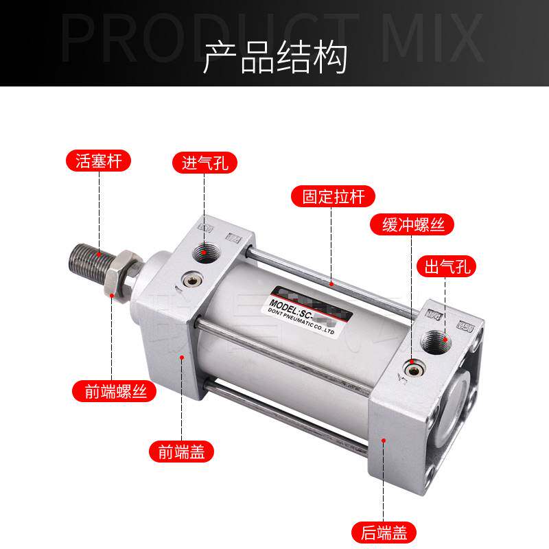 气动SC标准气缸SC50*25X50X75X100X125X150/175/200/250/300-350
