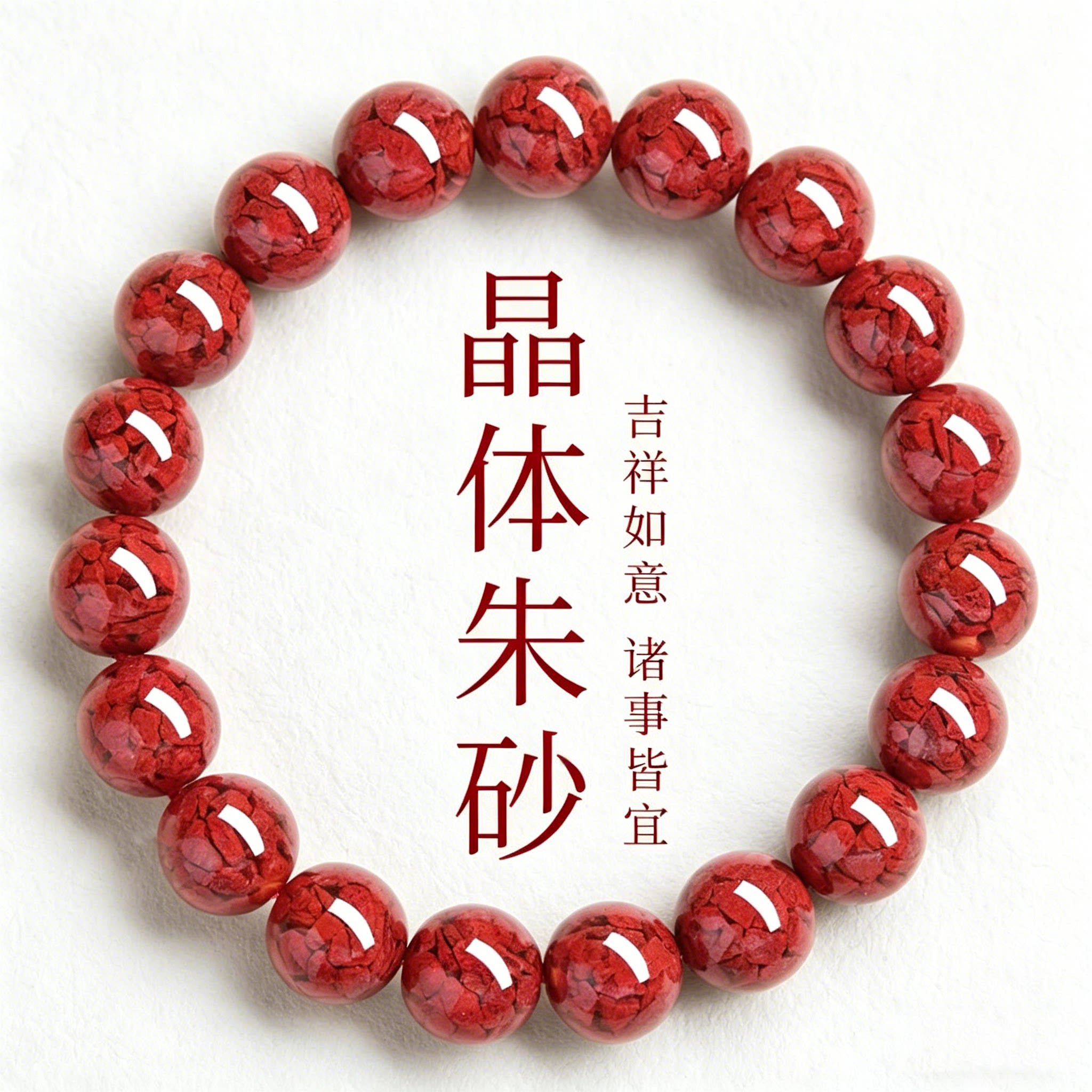 正品天然朱砂手串女士本命年原矿晶体砂转运珠佛珠念珠串珠手链男