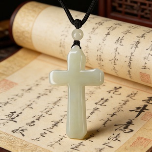 正品天然和田玉十字架吊坠女属马本命年护身符挂件玉石玉坠玉佩男