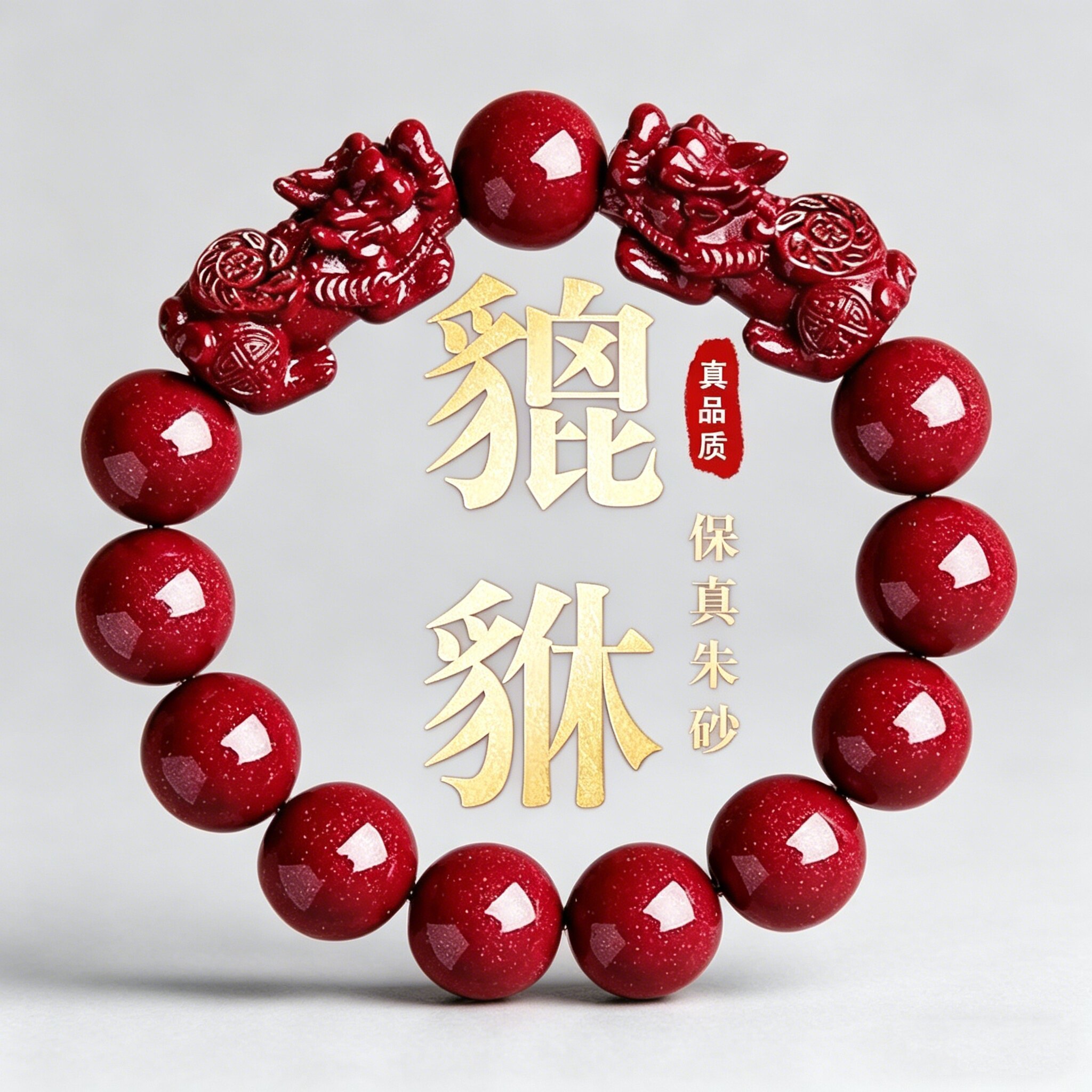 天然朱砂貔貅手串女士本命年正品高含量紫金砂转运珠佛珠串珠手链