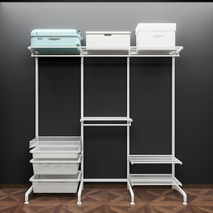 落地式 不上墙架子钢架结构衣帽间置物架 定制金属衣柜衣帽间步入式