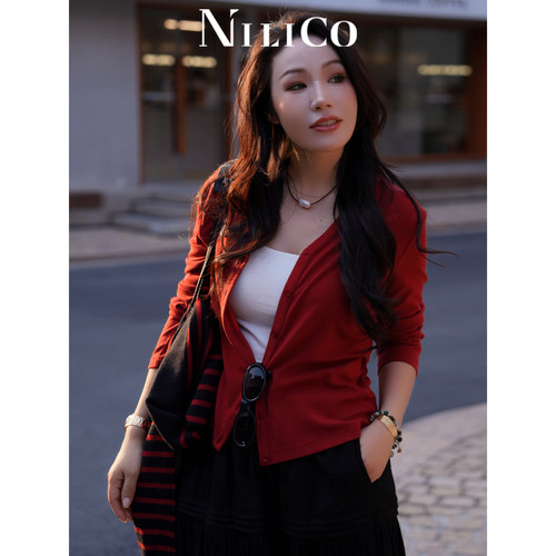 NILICO【锦绣】法式复古浪漫镂空半身裙女夏季绣花A摆抽褶长裙