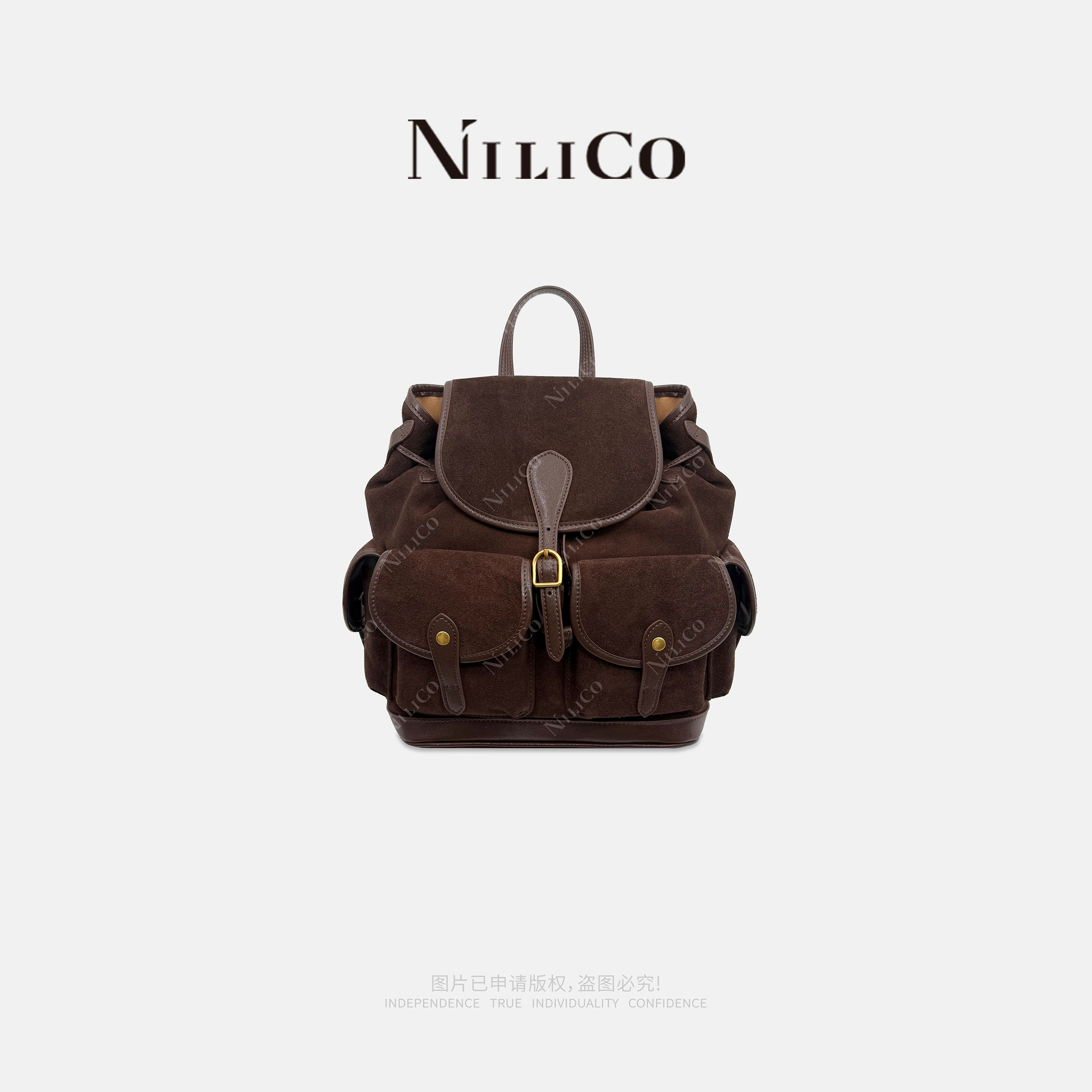 NILICO陈媚太妃榛果磨砂双肩包