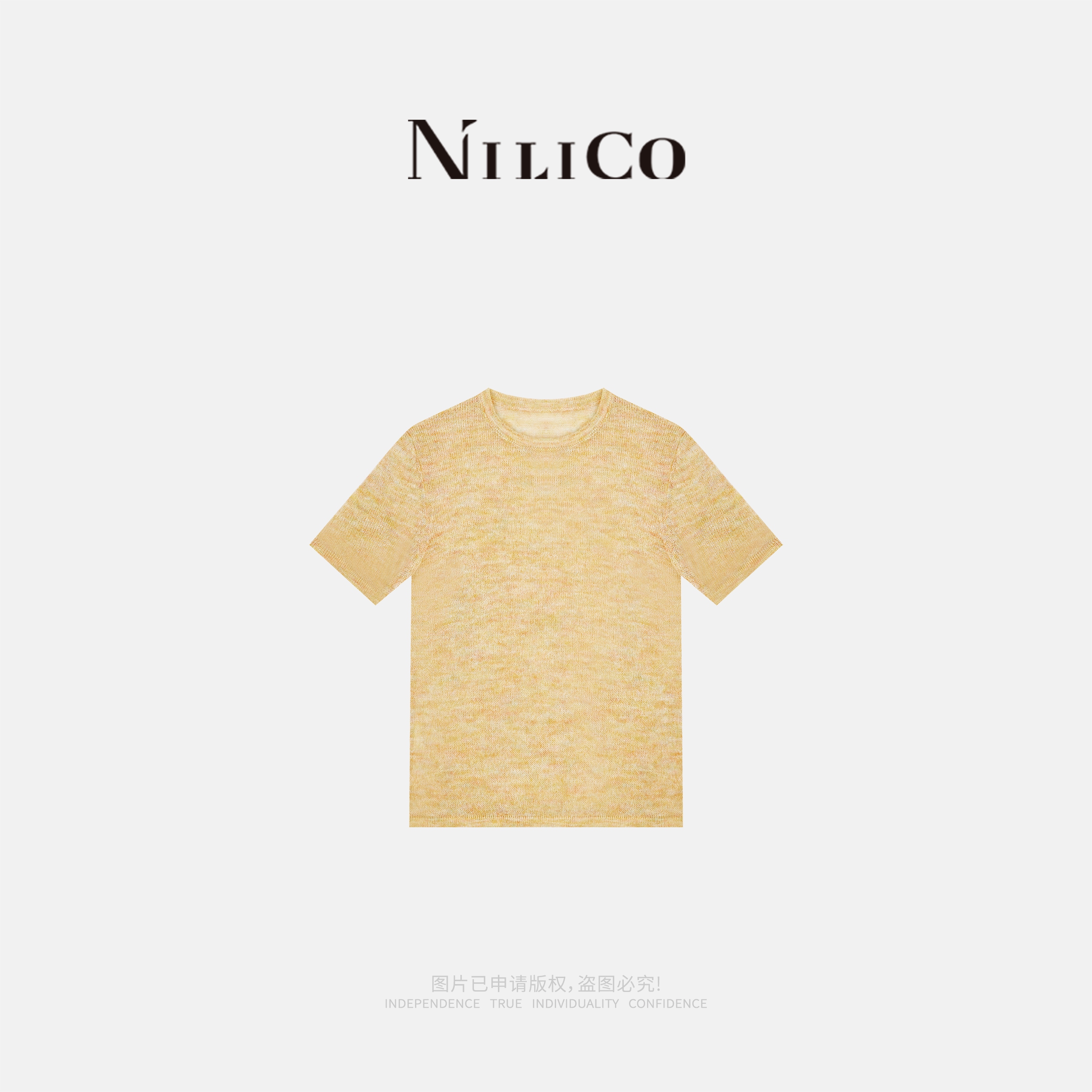 NILICO陈媚【芝士逃跑计划】马海毛羊毛时尚混纱显瘦气质短袖上衣