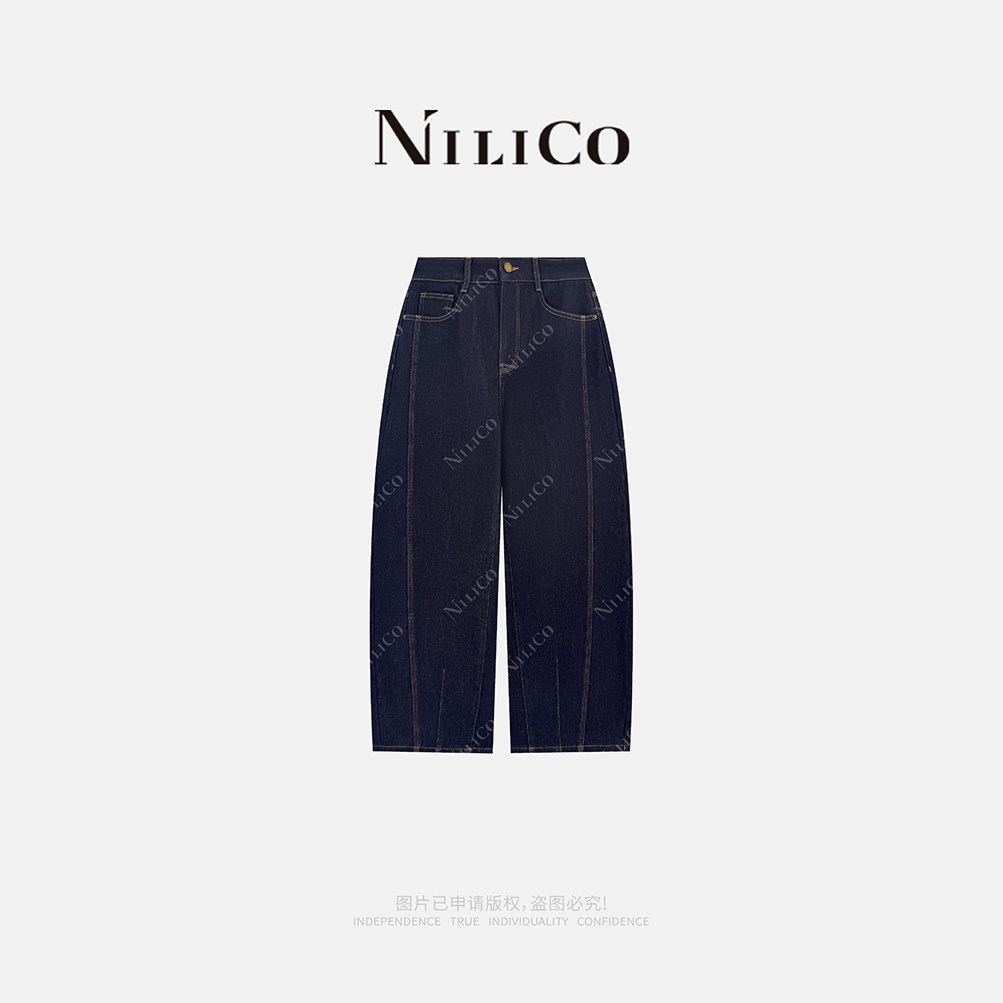 NILICO陈媚【弯刀神裤】藏青蓝季加绒加厚遮肉显瘦超火弯刀牛仔裤,女装/女士精品,牛仔裤,淘宝优惠券,粉丝福利购,淘宝优惠卷