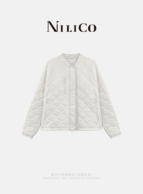 NILICO陈媚【眠云】短款运动风棒球领轻奢外套仿羽棉菱形绗棉棉服
