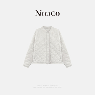 运动风棒球领轻奢外套仿羽棉菱形绗棉棉服 短款 NILICO陈媚 眠云