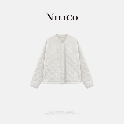 NILICO陈媚【眠云】短款运动风棒球领轻奢外套仿羽棉菱形绗棉棉服