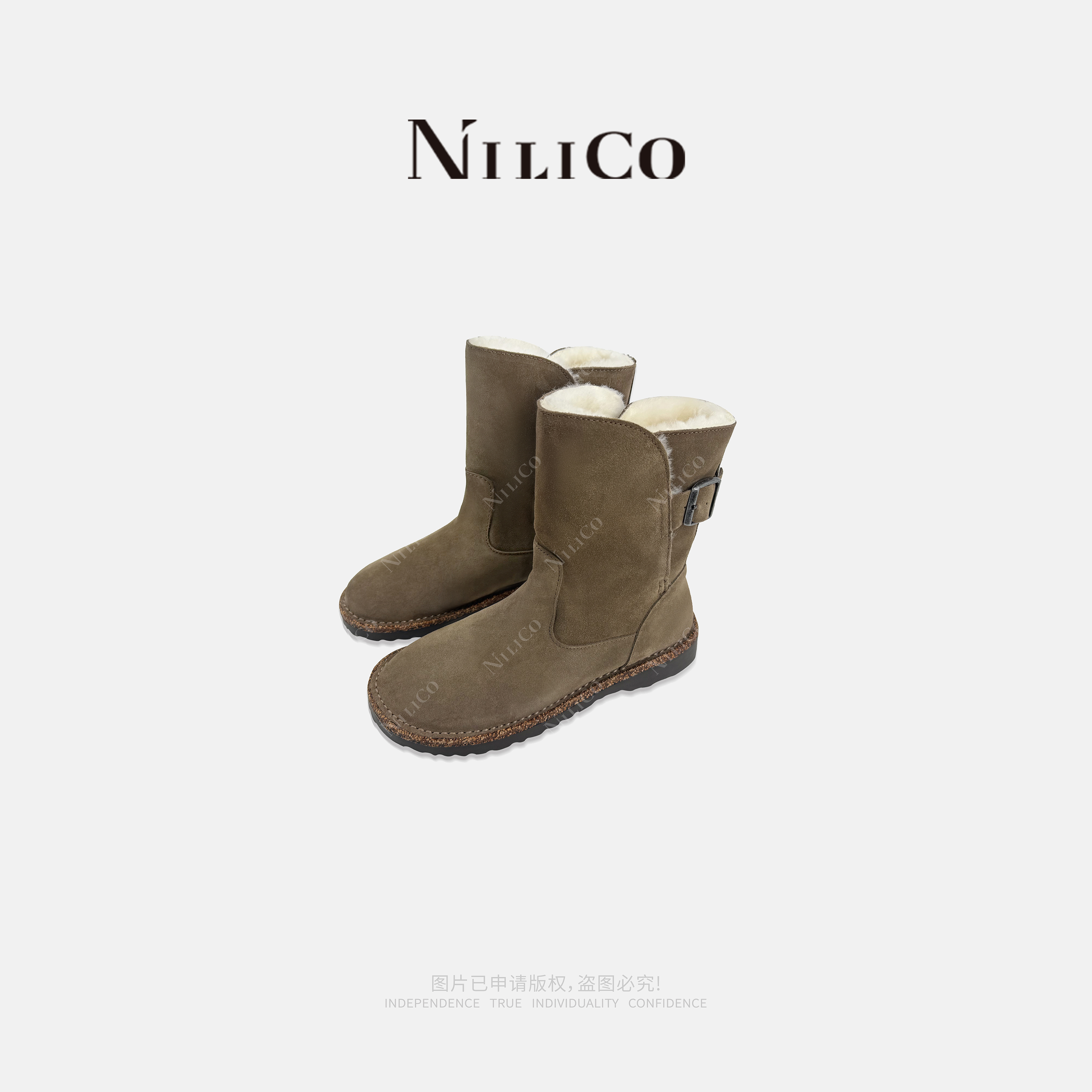 NILICO陈媚【提拉米苏】复古百搭加绒休闲雪地靴