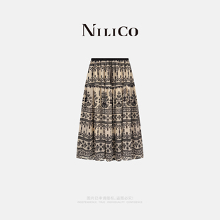 NILICO 陈媚【花信风来】慵懒度假风松紧腰设计感中长半身裙