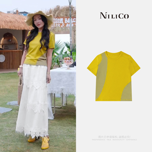 T恤 简约休闲撞色短袖 NILICO陈媚 双色调