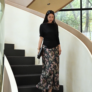NILICO陈媚【繁花】半身裙女2025初夏穿搭优雅苎麻碎花a字裙子