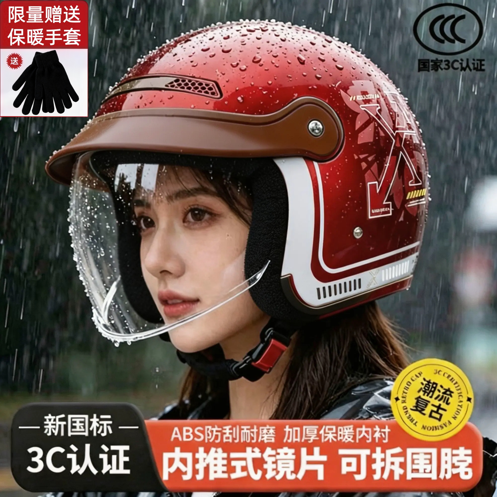 （交警推荐）3C认证头盔+送手套
