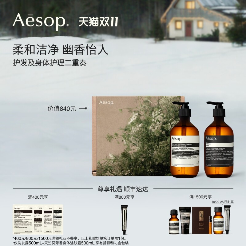 【双11活动】Aesop伊索 身体头发套装:沐浴露+洗发水生日礼物礼盒
