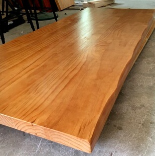 老榆木板厚实木板圆餐桌面吧台板原木板松木飘窗工作台定制大台面