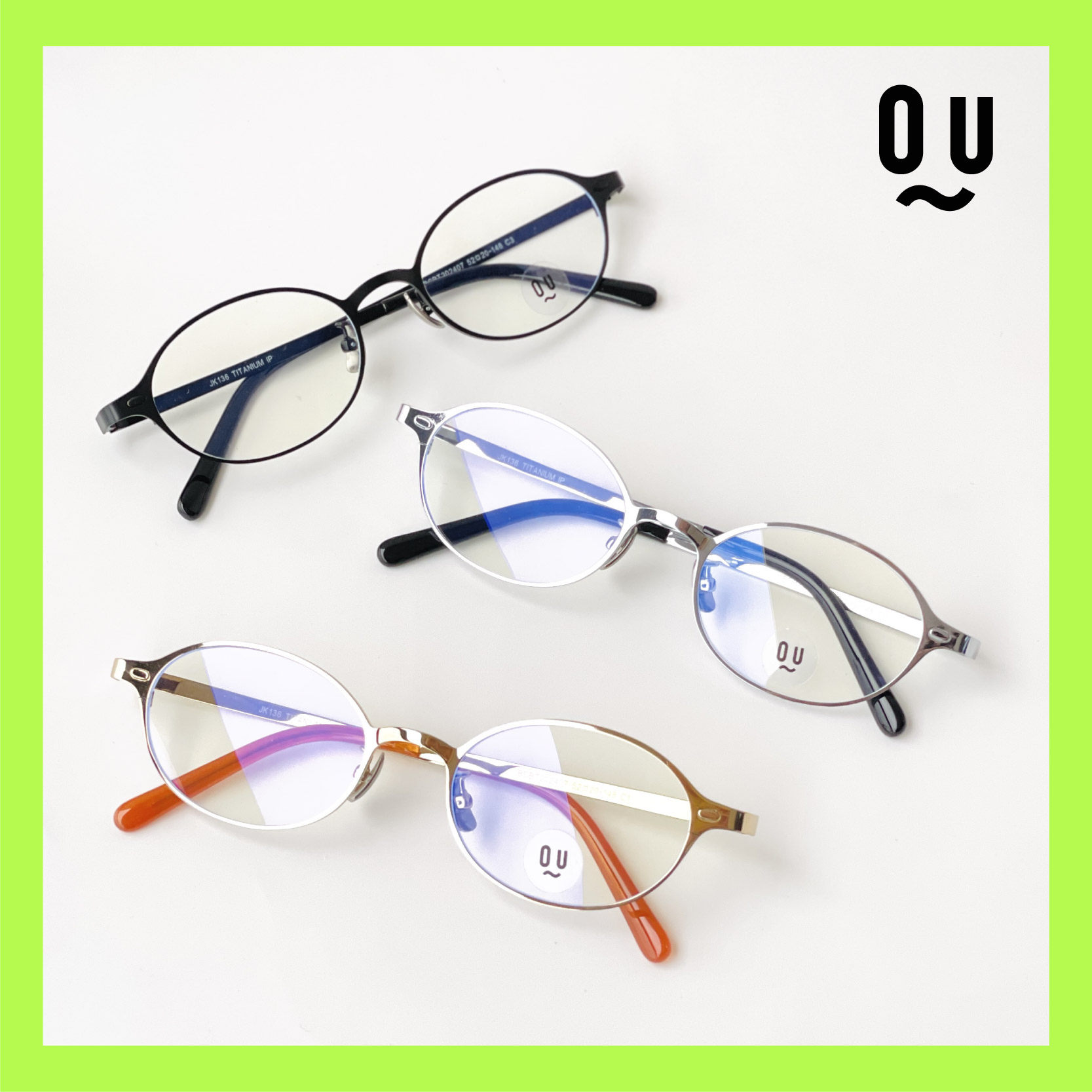 QU韩系超轻钛眼镜高知感金属书呆子可配度数近视清冷素颜平光镜男
