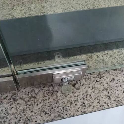 无框钢化玻璃门加厚办公室地弹簧门商铺大门锁夹门夹地插销锁12mm