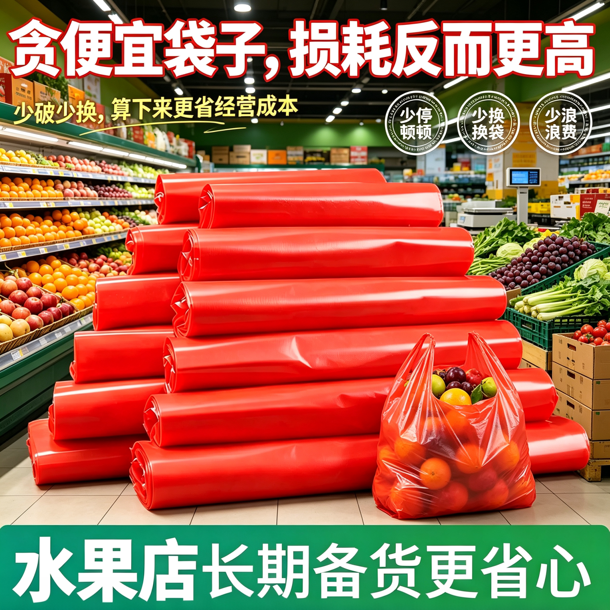 PE新料红色背心袋塑料袋生鲜水果专用打包袋加厚耐扯承重装重果袋