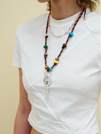 RedRef 文俊辉同款多样造型钥匙扣运动绳结撞色抽绳项链