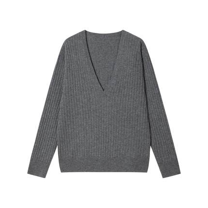 RedRef 灰色v领针织打底