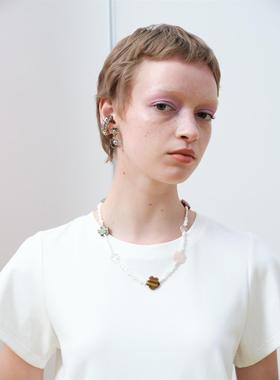 RedRef 五色天然石水晶贝壳花朵项链