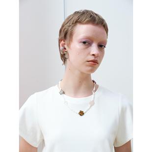 RedRef 五色天然石水晶贝壳花朵项链