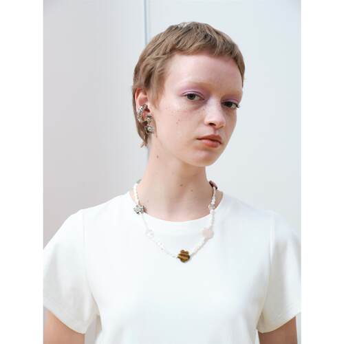 RedRef 五色天然石水晶贝壳花朵项链