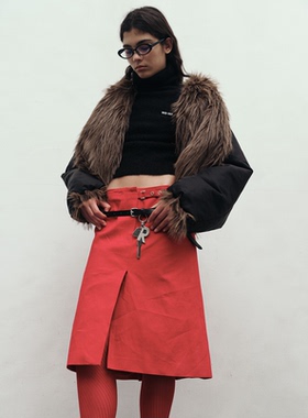 redref 双面可穿秋冬环保皮草夹克