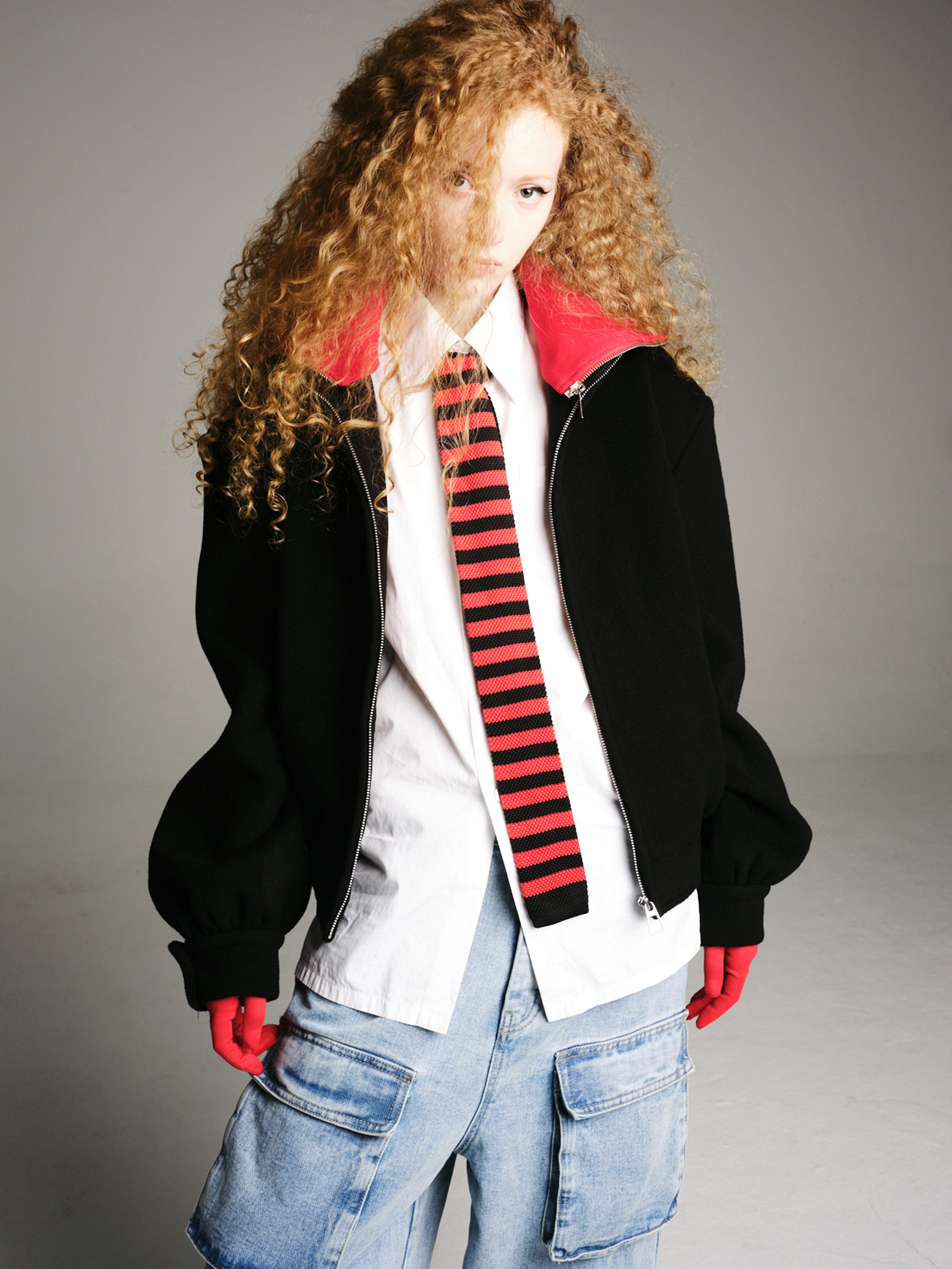 redref红色纯羊毛呢子中性外套