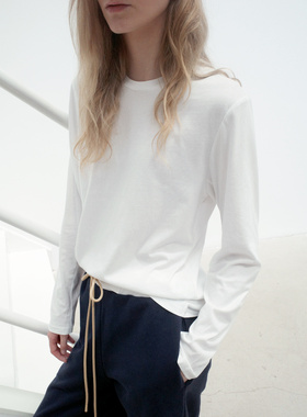 REDF 长袖T恤薄款宽松休闲纯色打底衫百搭上衣女款新款
