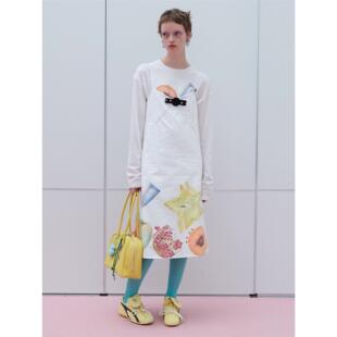 RedRef 夏日手绘缤纷水果吊带连衣裙修身长裙女新款