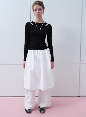 RedRef 解构凉感三色打底衫时尚长袖上衣T恤女新款