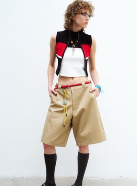 RedRef 廓形卡其色宽松西装中裤休闲短裤五分裤